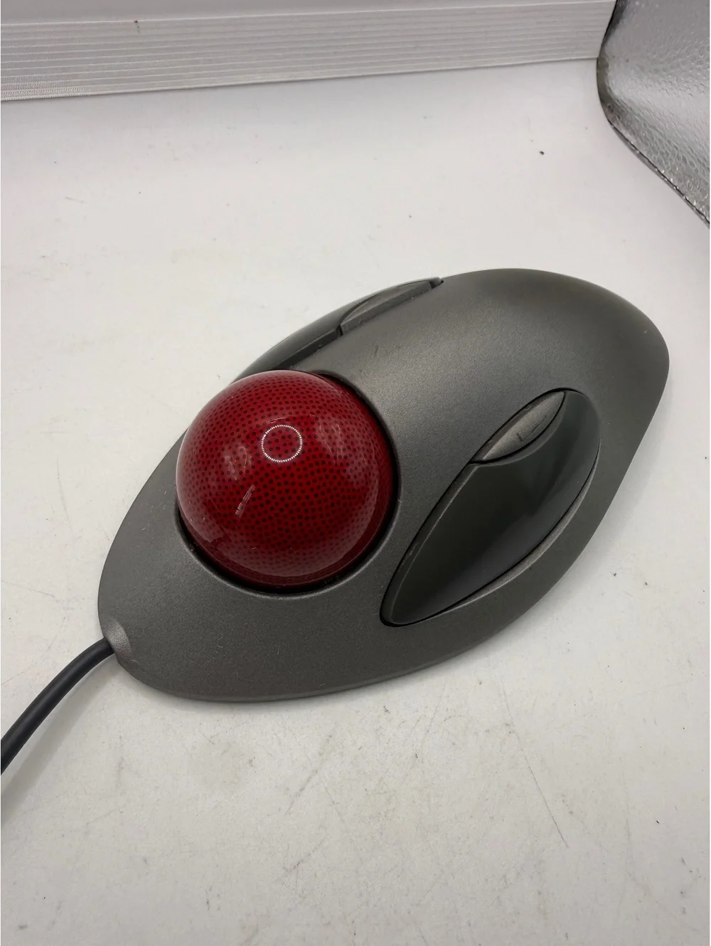 Logitech Marble Mouse USB Trackball T-BC21 Gray Red Wired Vintage PC Mac